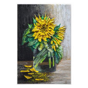 Sunflowers Still Life Acrylic Painting Photo Print