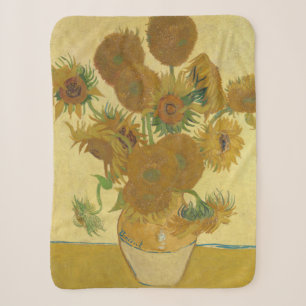 Sunflowers, Still Life Oil Painting, Van Gogh Sherpa Blanket