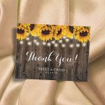 Sunflowers String Lights Country Wedding Thank You Postcard<br><div class="desc">Country Sunflowers String Lights Rustic Wedding Thank You Cards.</div>