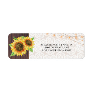 Sunflowers String Lights Lace Wood Wedding Address