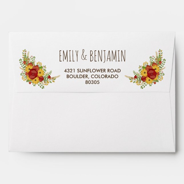 Sunflowers & String Lights Rustic Liner Envelope (Back (Top Flap))