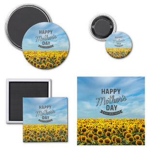 Sunflowers Stylish Elegant Best Mum Ever Floral Magnet