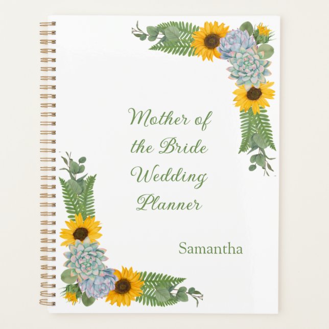 Sunflowers Succulents Mother Bride Wedding Planner (Front)