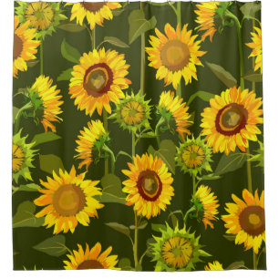 Sunflowers summer seamless pattern shower curtain