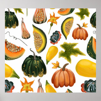 Sunflowers Summer: Vintage Watercolor Pattern Poster