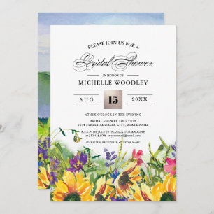 Sunflowers Summer Wild Meadow Bridal Shower Invitation