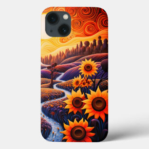 Sunflowers Sunrise Abstract Nature Illustration iPhone 13 Case