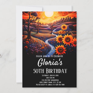 Sunflowers Sunset 50th Birthday Party (or any age) Invitation