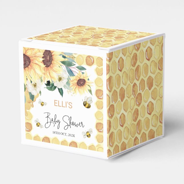 Sunflowers Sweet As Can Bee Baby Shower Favour Box (Front Side)