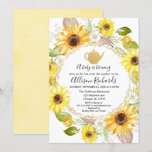 Sunflowers Tea party baby shower invitation