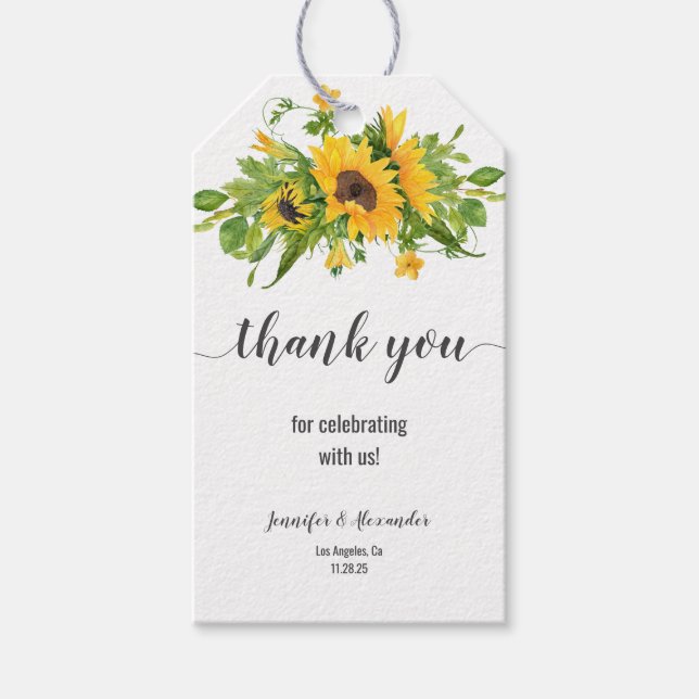 Sunflowers Thank You Gift Tags (Front)