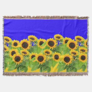Sunflowers Throw Blanket Ukrainian Flag Colours