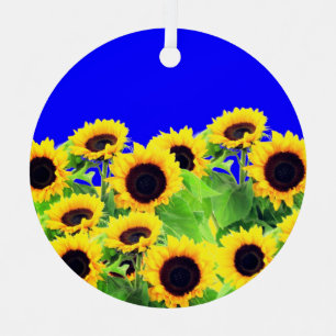 Sunflowers Ukraine Flag Colours Christmas Ornament