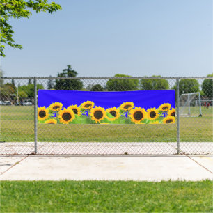 Sunflowers Ukrainian Flag Colour Banner Support