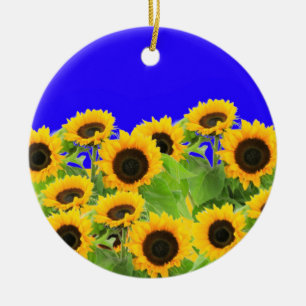 Sunflowers - Ukrainian Flag Peace Freedom Ukraine  Ceramic Tree Decoration