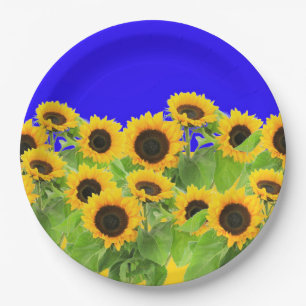 Sunflowers - Ukrainian Flag Peace Freedom Ukraine  Paper Plate