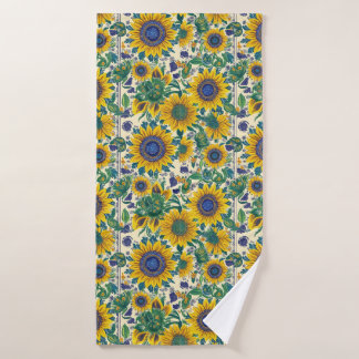 Sunflowers Ukrainian folk art Bath Towel