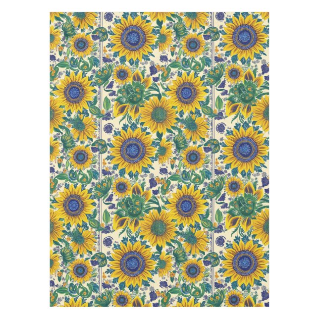 Sunflowers Ukrainian folk art motifs Tablecloth (Front)