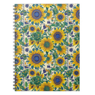 Sunflowers. Ukrainian folk art pattern. Notebook