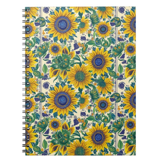 Sunflowers. Ukrainian folk art pattern. Notebook (Front)