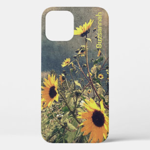 Sunflowers Under Stormy Clouds Custom Name iPhone 12 Pro Case