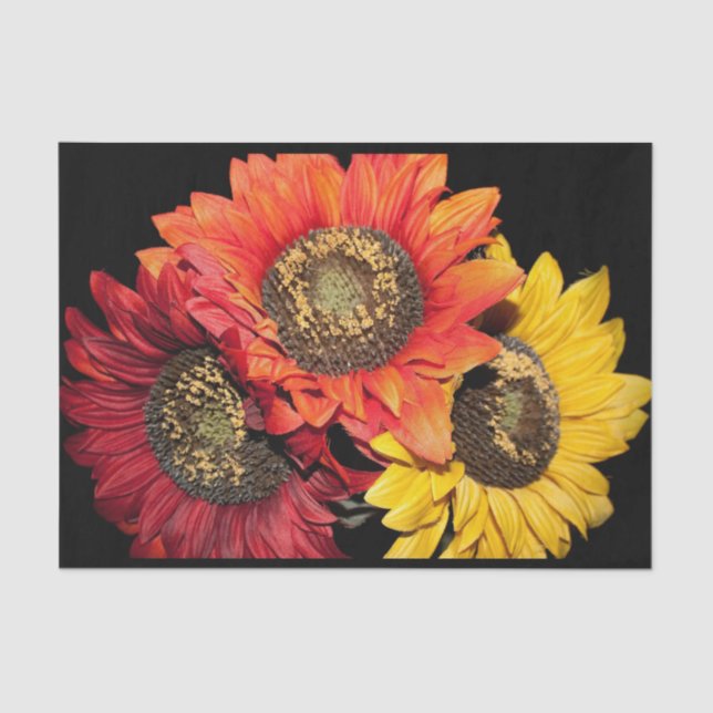 Sunflowers Vibrant Colours, Red, Orange & Yellow Tissue Paper (Front)