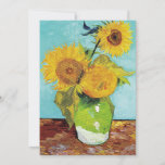 Sunflowers Vincent van Gogh<br><div class="desc">Sunflowers (1888)  Vincent van Gogh. Still life on a blue background. A bright bouquet of sunflower flowers stand in a vase. Reproduction of famous works of art  images in the public domain.</div>