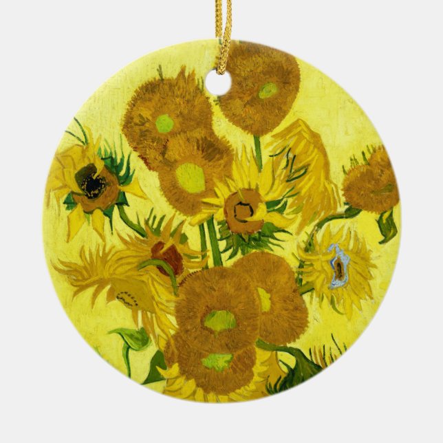 Sunflowers Vincent van Gogh     Ceramic Tree Decoration (Front)