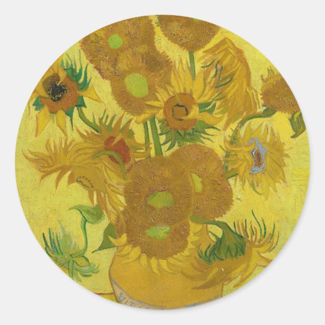 Sunflowers - Vincent van Gogh Classic Round Sticker (Front)
