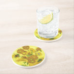 Sunflowers Vincent van Gogh    Coaster<br><div class="desc">Sunflowers  Vincent van Gogh. Still life on a yellow background. A bright bouquet of sunflower flowers stand in a vase. Reproduction of famous works of art  images in the public domain.</div>