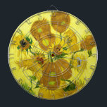 Sunflowers Vincent van Gogh    Dartboard<br><div class="desc">Sunflowers  Vincent van Gogh. Still life on a yellow background. A bright bouquet of sunflower flowers stand in a vase.  Reproduction of famous works of art  images in the public domain.</div>