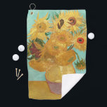 Sunflowers Vincent van Gogh      Golf Towel<br><div class="desc">Sunflowers (1889)  Vincent van Gogh. Still life on a blue background. A bright bouquet of sunflower flowers stand in a vase. Reproduction of famous works of art  images in the public domain.</div>
