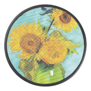 Sunflowers Vincent van Gogh Hockey Puck