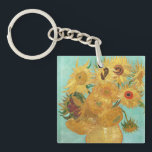 Sunflowers Vincent van Gogh   Key Ring<br><div class="desc">Sunflowers (1889)  Vincent van Gogh. Still life on a blue background. A bright bouquet of sunflower flowers stand in a vase. Reproduction of famous works of art  images in the public domain.</div>