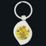 Sunflowers Vincent van Gogh    Key Ring<br><div class="desc">Sunflowers  Vincent van Gogh. Still life on a yellow background. A bright bouquet of sunflower flowers stand in a vase. Reproduction of famous works of art  images in the public domain.</div>