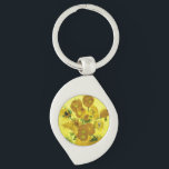 Sunflowers Vincent van Gogh    Key Ring<br><div class="desc">Sunflowers  Vincent van Gogh. Still life on a yellow background. A bright bouquet of sunflower flowers stand in a vase. Reproduction of famous works of art  images in the public domain.</div>