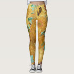 Sunflowers Vincent van Gogh    Leggings<br><div class="desc">Sunflowers (1889)  Vincent van Gogh. Still life on a blue background. A bright bouquet of sunflower flowers stand in a vase. Reproduction of famous works of art  images in the public domain.</div>