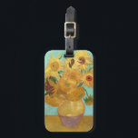 Sunflowers Vincent van Gogh    Luggage Tag<br><div class="desc">Sunflowers (1889)  Vincent van Gogh. Still life on a blue background. A bright bouquet of sunflower flowers stand in a vase. Reproduction of famous works of art  images in the public domain.</div>