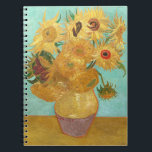 Sunflowers Vincent van Gogh   Notebook<br><div class="desc">Sunflowers (1889)  Vincent van Gogh. Still life on a blue background. A bright bouquet of sunflower flowers stand in a vase. Reproduction of famous works of art  images in the public domain.</div>