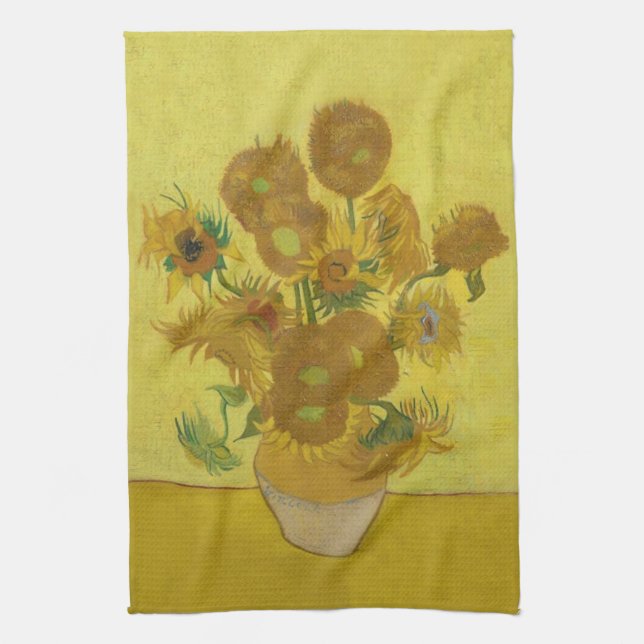 Sunflowers, Vincent van Gogh post-impressionist Tea Towel (Vertical)
