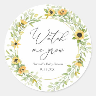 Sunflowers Watch me Grow Plant Favour Classic Round Sticker