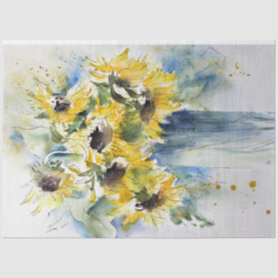 Sunflowers Watercolor Art Decoupage  Tissue Paper