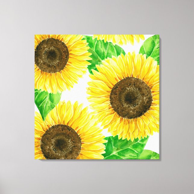 Sunflowers watercolor canvas print (Front)