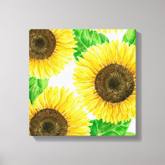 Sunflowers watercolor canvas print (Front)