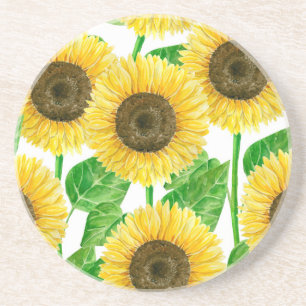 Sunflowers watercolor coaster