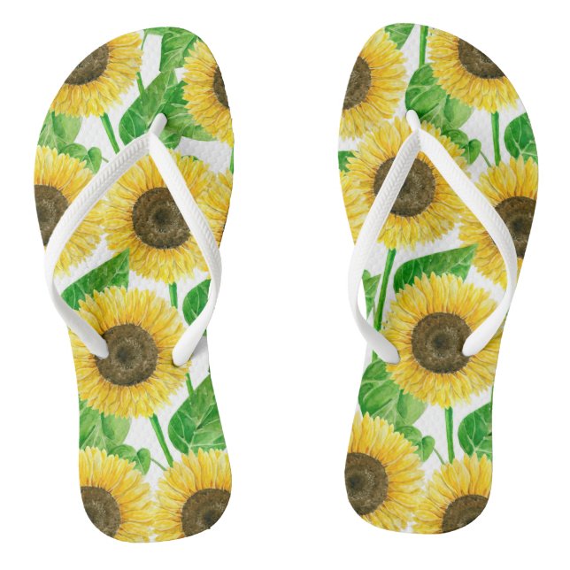 Sunflowers watercolor flip flops (Footbed)