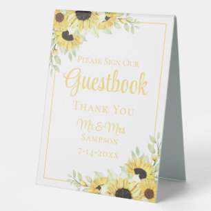 Sunflowers Watercolor Floral Wedding Guestbook