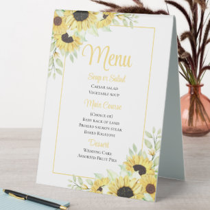 Sunflowers Watercolor Floral Wedding Menu