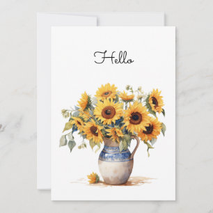 Sunflowers Watercolor Illustration Flat Card