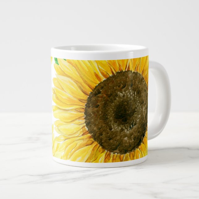 Sunflowers watercolor large coffee mug (Front Right)